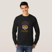 ヘッドホンロック顔クール付きタイガー大きな猫 Tシャツ (正面フル)