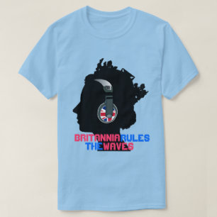 ヘッドホン付きクイーン:英国が波を支配する Tシャツ