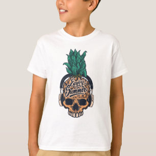 ヘッドホン付きパイナップルスカル Tシャツ