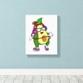 ヘッドホン付き音楽アボカド キャンバスプリント (インサイチュ (ウッドフロア))