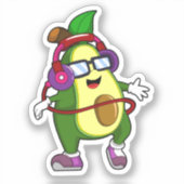 ヘッドホン付き音楽アボカド シール (正面)