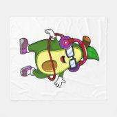 ヘッドホン付き音楽アボカド フリースブランケット (正面(横))