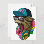 ヘッドホン猫 ポストカード (正面/裏面)