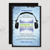 ヘッドホン バー・バット・ミッツヴァー招待状 招待状 (正面/裏面)