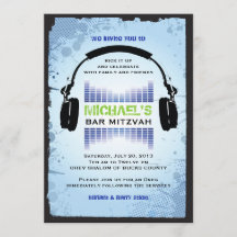 ヘッドホン バー・バット・ミッツヴァー招待状