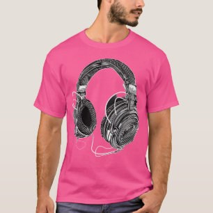 ヘッドホン ミュージック DJ テクノ サンセット アートワーク ミュージック プロ Tシャツ