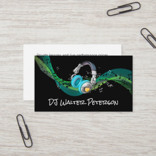 ヘッドホン   音符の背景 名刺