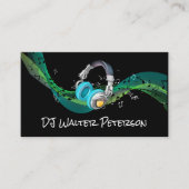 ヘッドホン | 音符の背景 名刺 (正面)