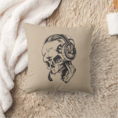 ヘッドホーンが付いているスカル クッション (ブランケット)