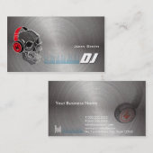 ヘッドホーンが付いているスカルDJは名刺に金属をかぶせます 名刺 (正面/裏面)