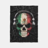 ヘッドホーンが付いている傷付けられたメキシコDjのスカル フリースブランケット (正面)