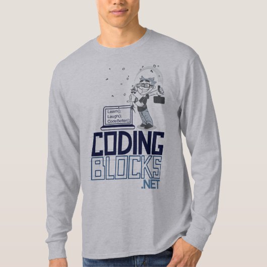 ヘッドホーンによってブロックのポッドキャストのマスコットをコードすること Tシャツ (正面)