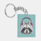 ヘッドホーンのアライグマ キーホルダー (正面左)