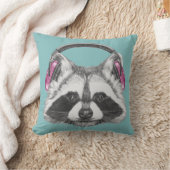 ヘッドホーンのアライグマ クッション (ブランケット)