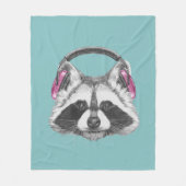 ヘッドホーンのアライグマ フリースブランケット (正面)