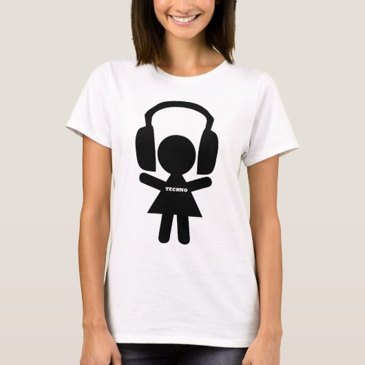 ヘッドホーンのテクノ音楽 Tシャツ (正面)