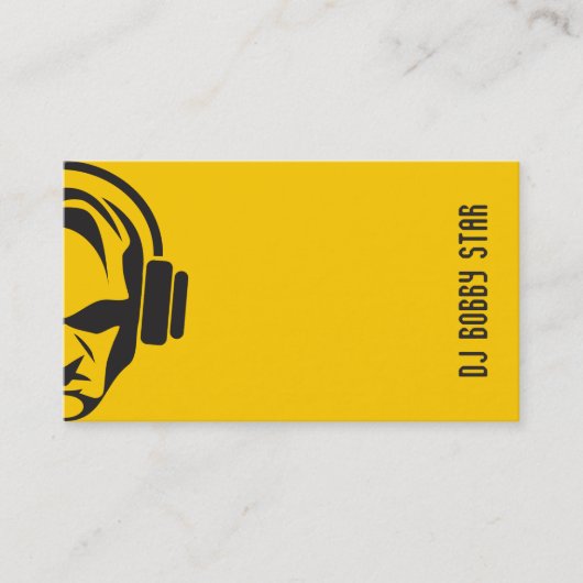 ヘッドホーンのロゴの専門の明白な黄色DJ 名刺 (正面)
