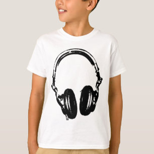 ヘッドホーンの落書きのステンシルスタイルのTシャツ Tシャツ