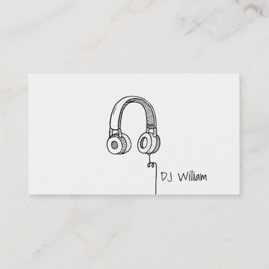 ヘッドホーンの落書きDJのディスクジョッキー 名刺 (裏面)