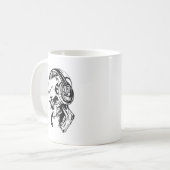 ヘッドホーンを使用してスカル コーヒーマグカップ (正面左)