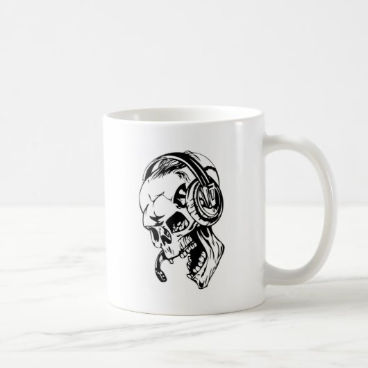 ヘッドホーンを使用してスカル コーヒーマグカップ (右)