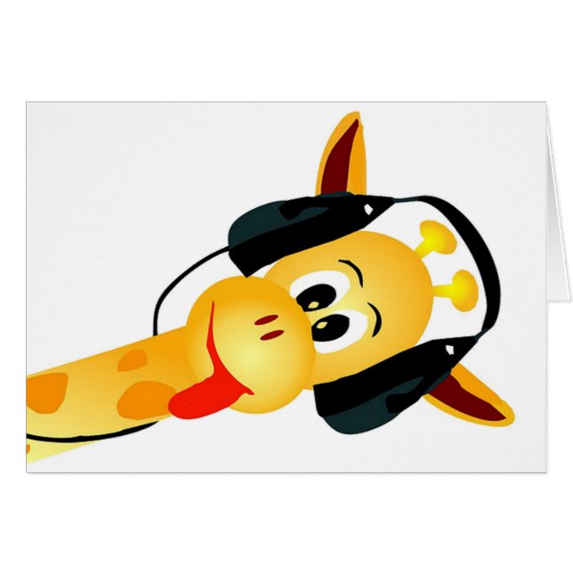 ヘッドホーンを持つおもしろいなキリン (正面横)