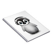 ヘッドホーンを持つカスタマイズ可能でかわいいベビーのペンギンDj ノートブック (右側)