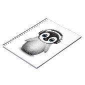 ヘッドホーンを持つカスタマイズ可能でかわいいベビーのペンギンDj ノートブック (左側)