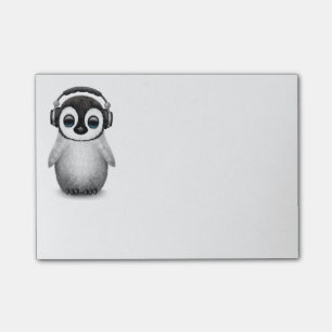 ヘッドホーンを持つカスタマイズ可能でかわいいベビーのペンギンDj ポストイット