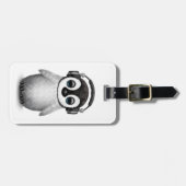 ヘッドホーンを持つカスタマイズ可能でかわいいベビーのペンギンDj ラゲッジタグ (正面横)