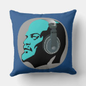 ヘッドホーン(青いデザイン)の装飾用クッションを持つレーニン クッション (裏面)