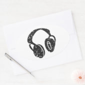 ヘッドホ動揺してン 楕円形シール (封筒)