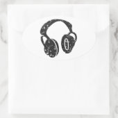 ヘッドホ動揺してン 楕円形シール (バッグ)