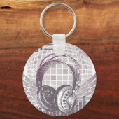 ヘッドホ飛んでいるン キーホルダー (正面)