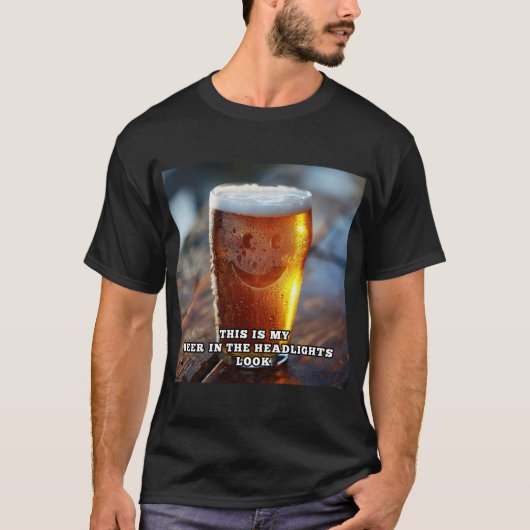 ヘッドライトでビールV3 Tシャツ (正面)