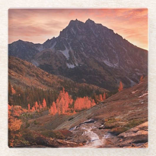 ヘッドライトの洗面器の10月ライト ガラスコースター (正面)