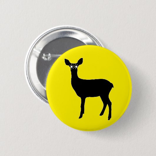 ヘッドライト付き鹿 –  缶バッジ (正面&裏面)