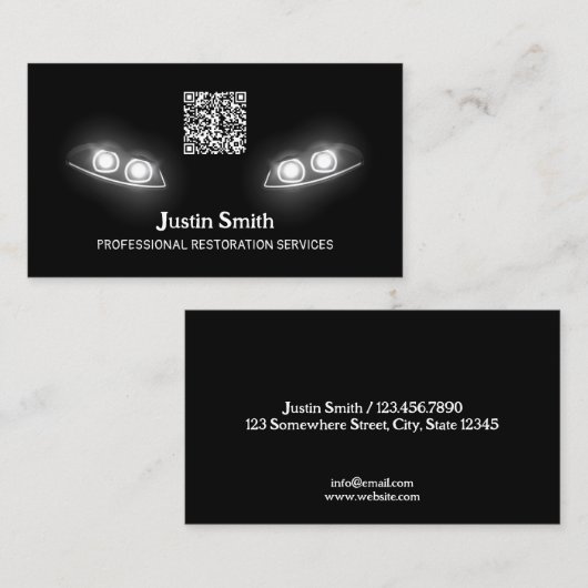 ヘッドライト復旧移動詳細QR 名刺 (正面/裏面)