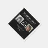 ヘッドライン・ニュース50誕生日モノクロ写真 スタンダードカクテルナプキン (角)