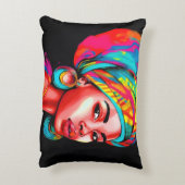 ヘッドラップ鮮やか付きカラフルポートレート アクセントクッション (裏面(縦))