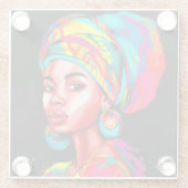 ヘッドラップ鮮やか付きカラフルポートレート ガラスコースター (裏面)