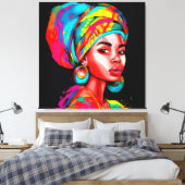 ヘッドラップ鮮やか付きカラフルポートレート キャンバスプリント (インサイチュ (寝室))