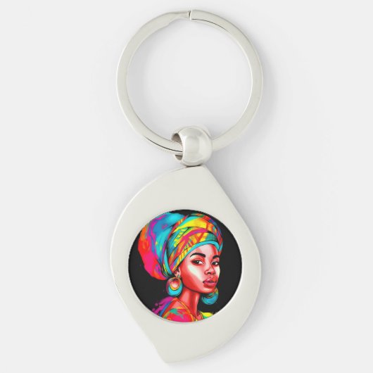 ヘッドラップ鮮やか付きカラフルポートレート キーホルダー (正面)