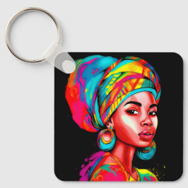 ヘッドラップ鮮やか付きカラフルポートレート キーホルダー