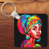 ヘッドラップ鮮やか付きカラフルポートレート キーホルダー (正面)