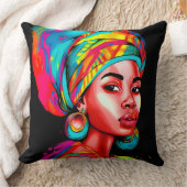 ヘッドラップ鮮やか付きカラフルポートレート クッション (ブランケット)