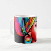 ヘッドラップ鮮やか付きカラフルポートレート コーヒーマグカップ (正面左)