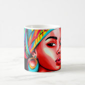 ヘッドラップ鮮やか付きカラフルポートレート コーヒーマグカップ (中央)