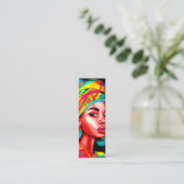 ヘッドラップ鮮やか付きカラフルポートレート スキニー名刺 (スタンド正面)