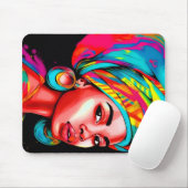 ヘッドラップ鮮やか付きカラフルポートレート マウスパッド (マウス)